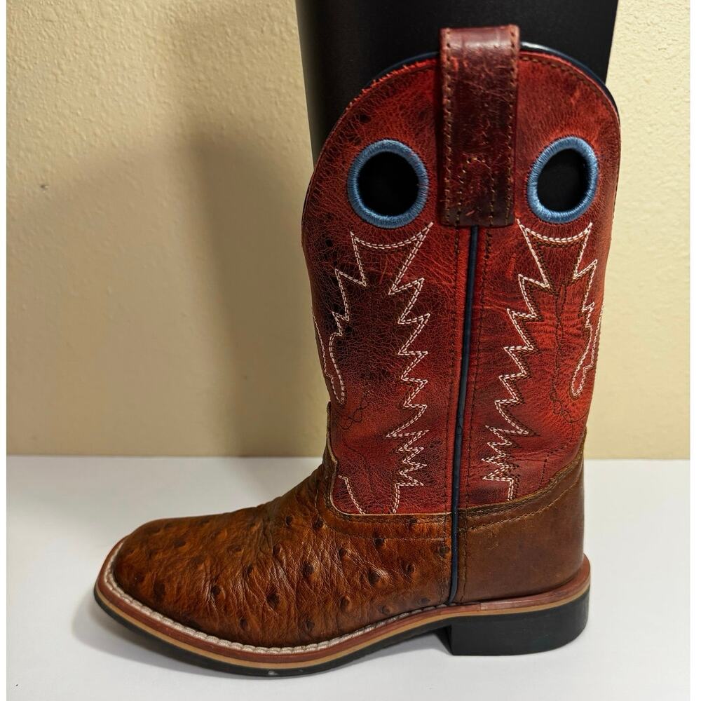 Smoky Mountain Youth Brown Ostrich Style 3752C Square Toe Cowboy Boots - Sz 13.5 - Picture 4 of 7